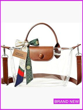 Clear Crossbody Bag Stadium Approved Concerts Sports Events with Scarf